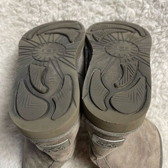 UGG Women's Gray Suede Boots side zipper wool lining SZ9 - Picture 12 of 13